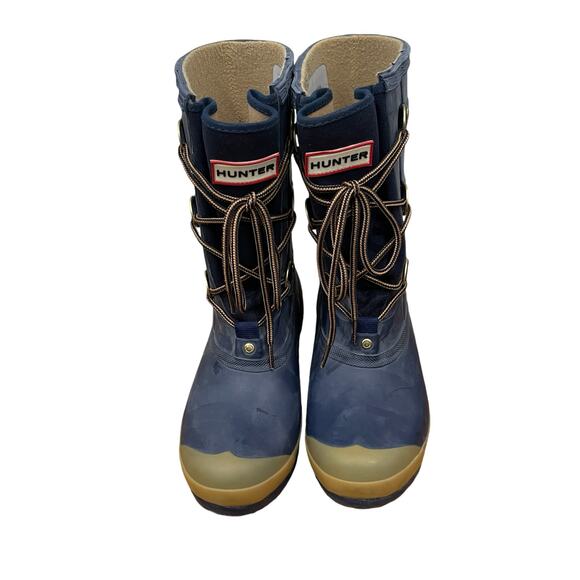 Hunter Boots Sascha Blue Lace Up Rain Boots Size 7F/ 6M - Picture 4 of 12